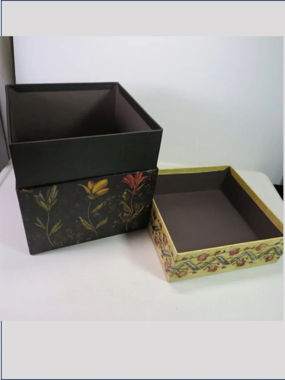 Harry David Bob’s Boxes Vintage Floral Plaid Christmas Gift Box Storage Bundle